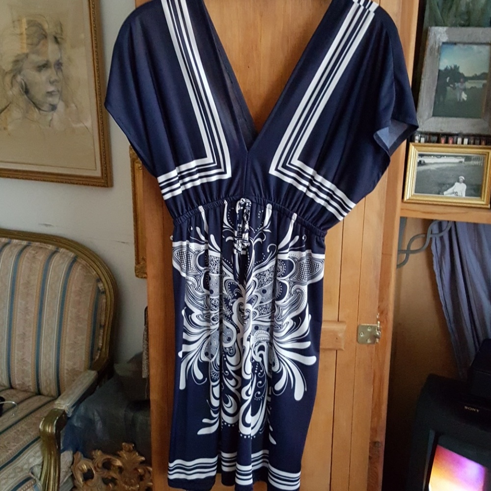 V Front and V Back Mini Dress Rayon